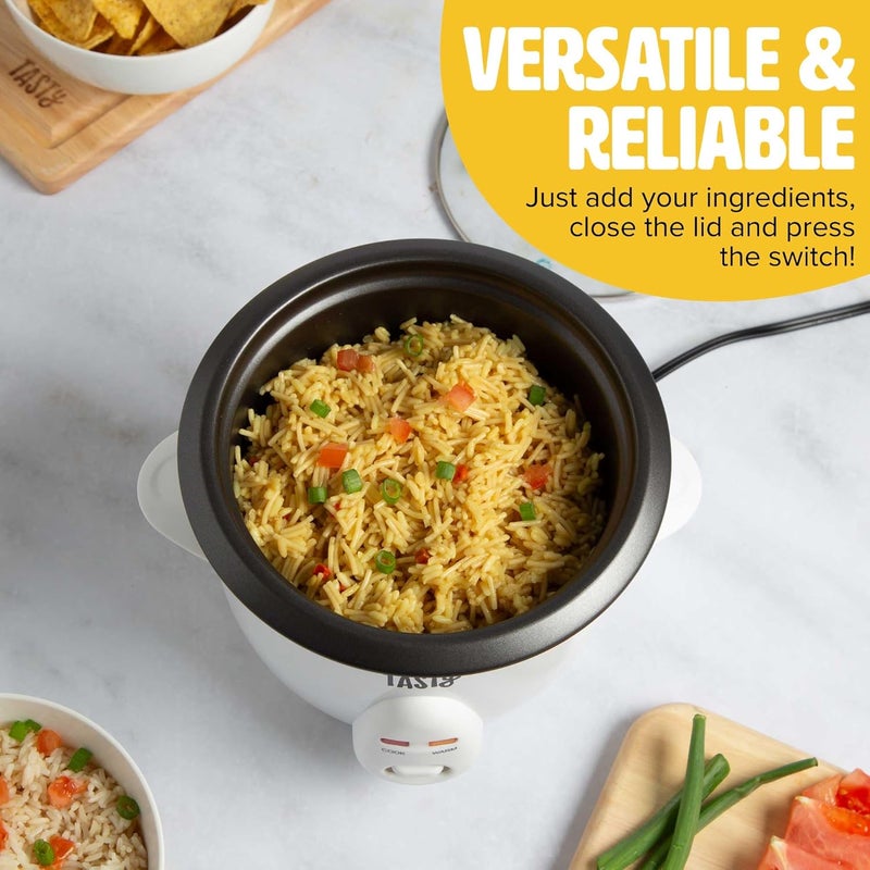 Tasty Mini Rice Cooker with Removable Nonstick Bowl and Auto Keep Warm Function, Great For Soups, Stews, Grains and Oats, 6 Cups Cooked (3 Cups Uncooked), 1.5-Quart, White - Image 4